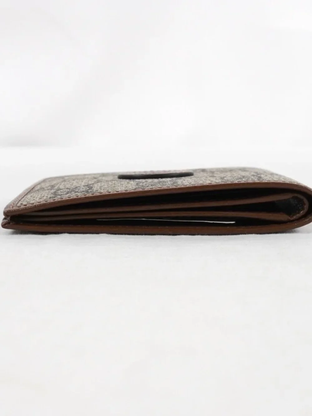 Gucci GG Supreme Logo Bifold Wallet In Beige & Brown Coated Canvas With Dust Bag - Picture 6 of 13